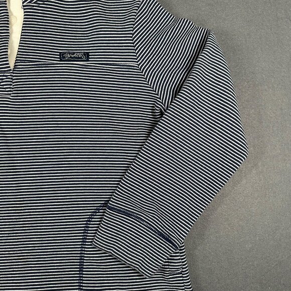 Florida State of Mine Womens Small Navy Blue White Striped Pullover 1/4 Button - Picture 4 of 9